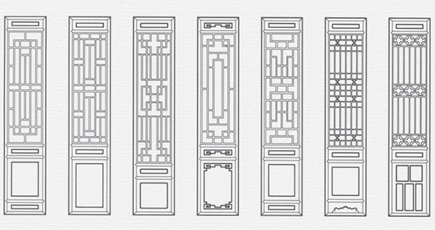 金口河常用中式仿古花窗图案隔断设计图