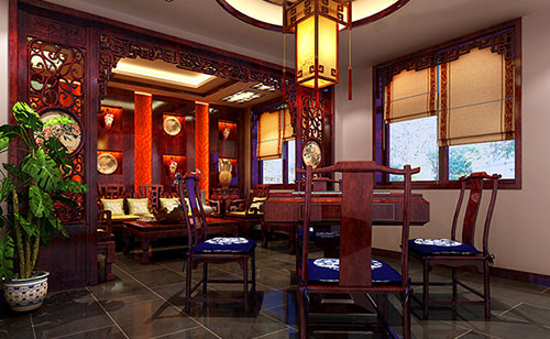 金口河古典中式风格茶楼包间设计装修效果图